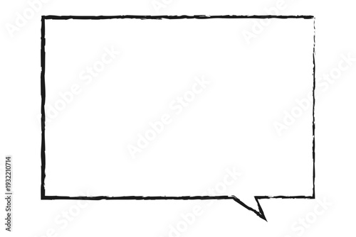 吹き出し - 毛筆で手書きしたようなテイストの、四角形の形の吹き出し
