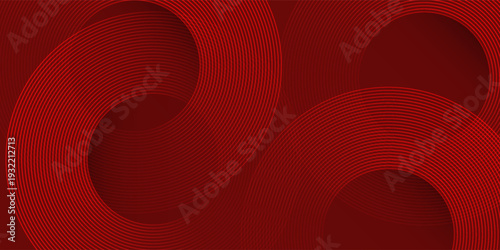 Abstract red background with glowing curve lines. Modern shiny red gradient geometric circle lines pattern. Futuristic concept. Suit for banner, brochure, poster, presentation, cover, website