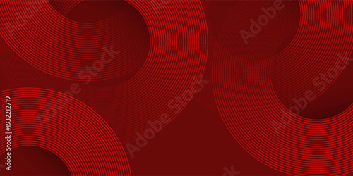 Abstract red background with glowing curve lines. Modern shiny red gradient geometric circle lines pattern. Futuristic concept. Suit for banner, brochure, poster, presentation, cover, website