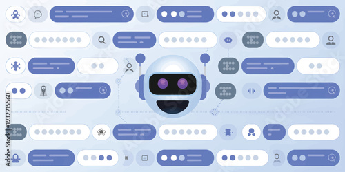 AI Chatbot Interface with Conversation Bubbles Vector