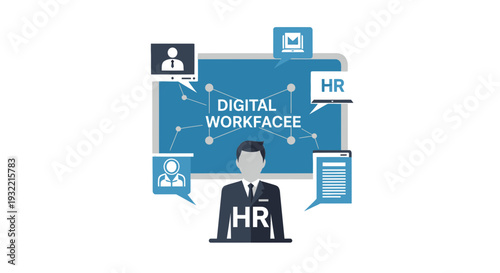 Digital workforce concept illustration hr management and business networking