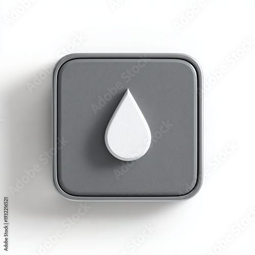 Modern minimalist design featuring a gray square with a white droplet