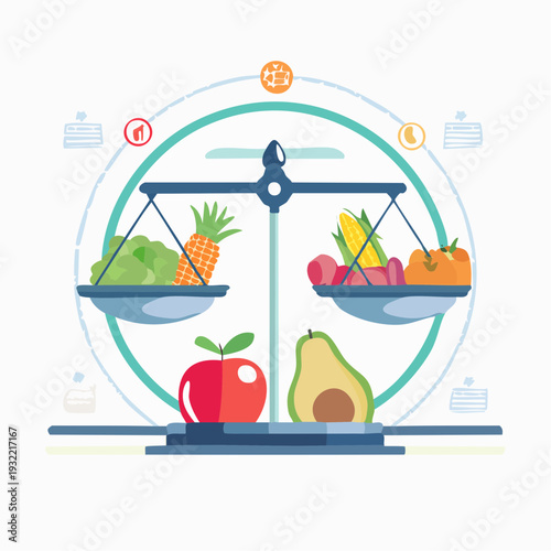 Achieving Nutritional Harmony A Visual Representation of Balanced Diet Choices for Optimal Health and Wellness
