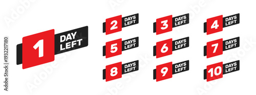 from 10 to 1 days left to go countdown set, announcement message or special offer banner collection