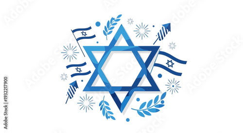 Blue Star of David with Israeli Flags.