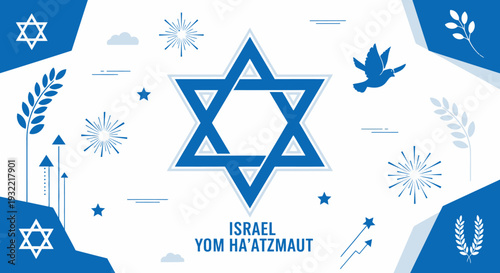 Blue Star of David Symbol Israel Independence.