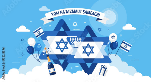 Israeli Flag Star of David Celebration.