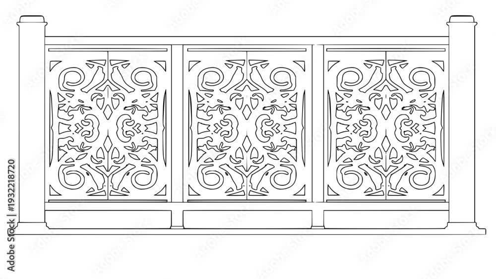 Obraz premium 2D Concrete Balustrade Design Drawing