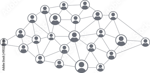 Social Network And Business Connection On Transparent Background. Business Online Communication