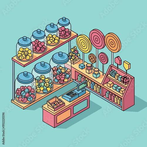 Colorful Candy Store with Assorted Sweets and Treats.