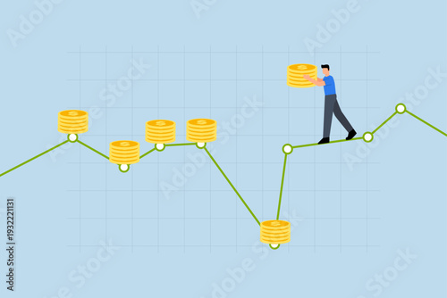 Dollar Cost Averaging , Intelligent entrepreneur investor who regularly adds to their stack of coins each month
