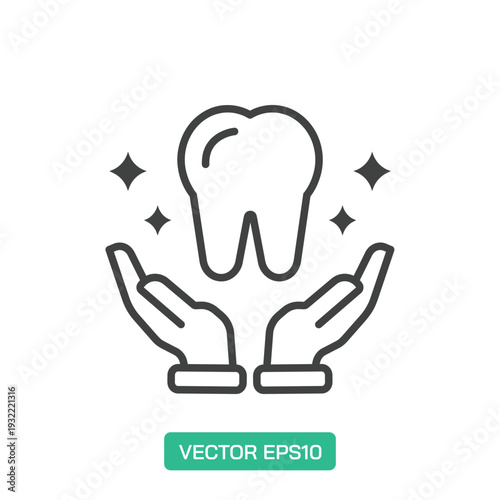 Dental Health Care icon. Thin line icon vector