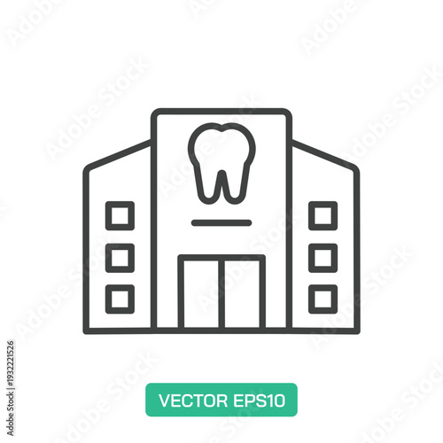Dental Clinic or Hospital icon. Thin line icon vector