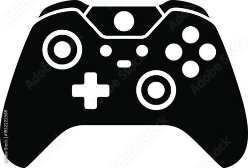 Game controller icon symbol, video gaming console joystick pad, esports entertainment device, digital play concept, modern technology, minimal flat vector illustration