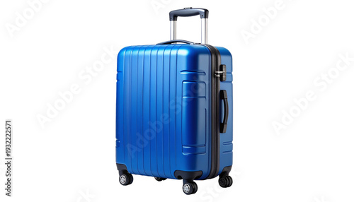 Isolated Light Blue Hard Shell Trolley Suitcase for Travel and Vacation on Transparent Background
