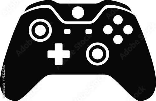 Game controller icon, video gaming device symbol, joystick console control pad, esports entertainment concept, modern technology, minimal flat vector illustration design