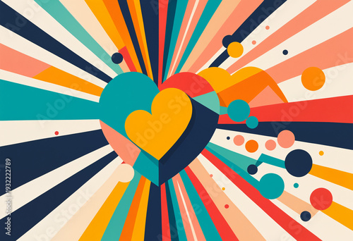 stylized hearts and musical...