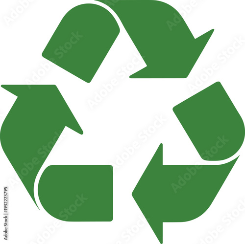 Green recycling arrows icon isolated on light background, eco friendly sustainability symbol for waste management, reuse reduce recycle environmental concept