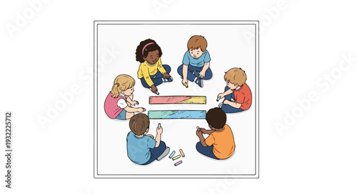 Diverse children sitting in a circle promoting unity on Zero Discrimination Day with colorful blocks