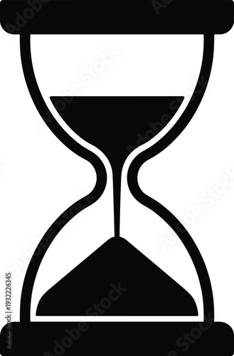 Hourglass icon, sand timer symbol representing time passing, countdown, deadline urgency concept isolated on white background for productivity, business, scheduling design