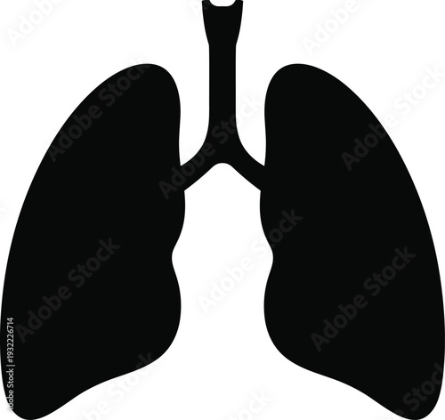 Human lungs icon, respiratory system symbol, breathing organ illustration, healthcare anatomy concept, medical sign, minimal flat vector design isolated