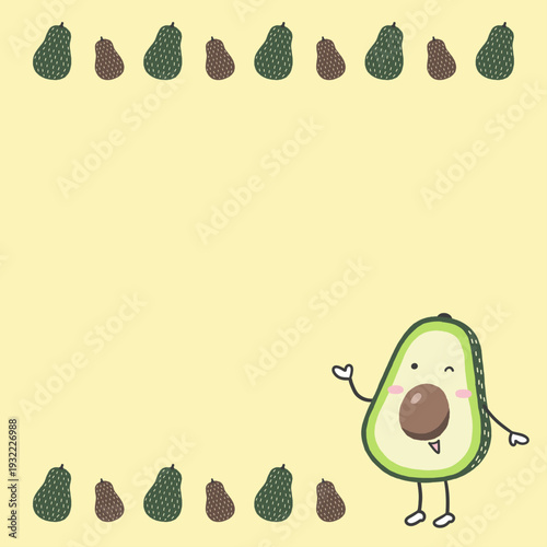 アボカドのキャラクター（案内する・紹介する）　正方形バナーデザイン