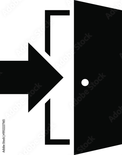 Login icon, enter door symbol, user authentication concept, access control, sign in interface, security system, minimal flat vector illustration design