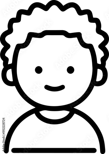 Adorable baby face with smiling expression in simple line art