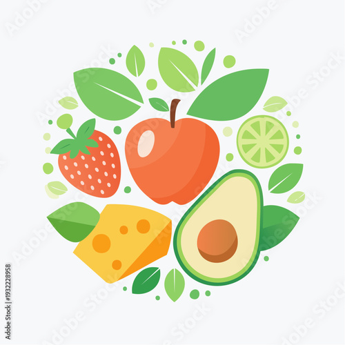 Healthy Food Choices A Vibrant Mix of Fruits, Vegetables, and Cheese