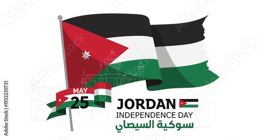 Jordanian Flags Celebrating Independence Day.