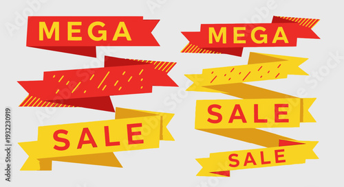 Colorful ribbons with mega sale text for promotional advertising