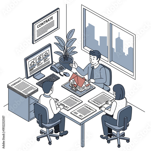 Business meeting with colleagues discussing project details in modern office.