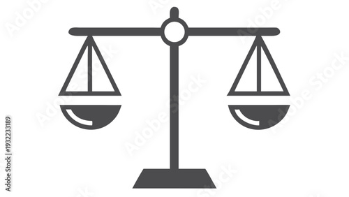 A grayscale illustration depicting a traditional balance scale with two pans