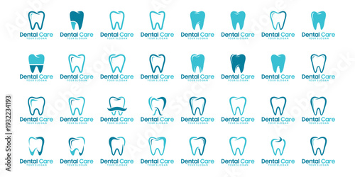 Professional dental logo illustration pack for oral health and medical branding