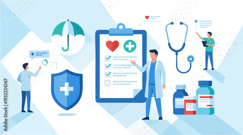 Medical Insurance and Healthcare Services Concept Illustration.