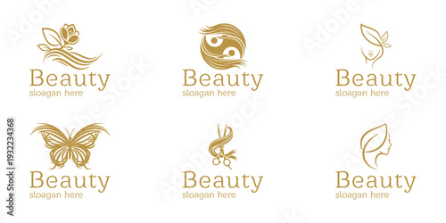 collection of logo designs for women's beauty, natural spa, cosmetics