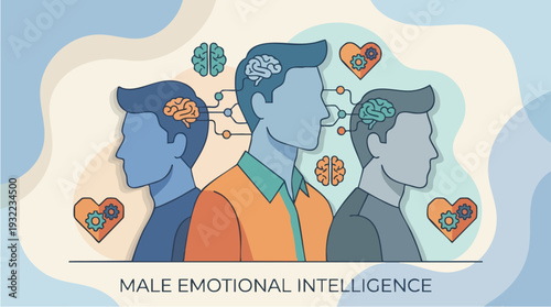 Male Emotional Intelligence Concept Illustration.