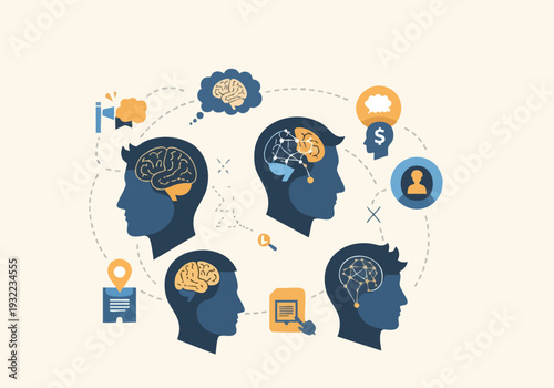 Human Brains and Thought Processes Illustrated.