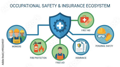 Occupational Safety and Insurance Ecosystem Diagram.