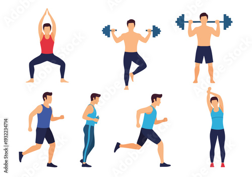 Diverse Group of People Engaging in Various Fitness Activities.