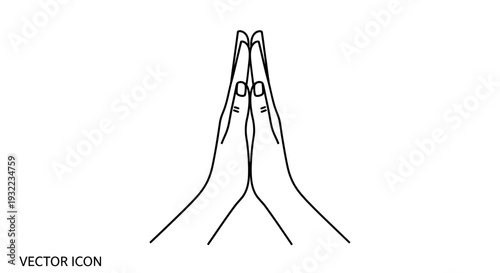 Hands in prayer position illustration religious symbol on white