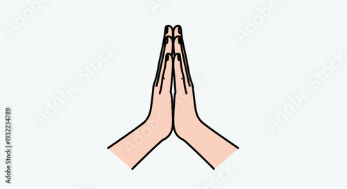 Hands in prayer position vector illustration isolated on white background