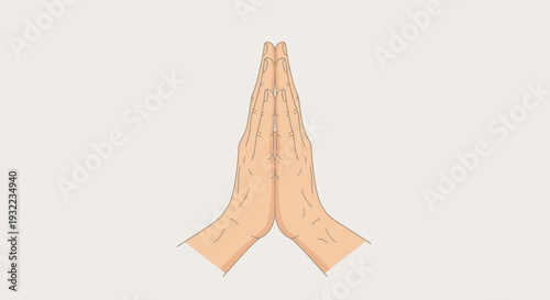 Hands in prayer gesture illustration against neutral background