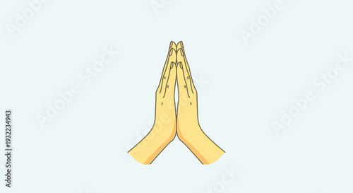 Hands in prayer gesture illustration against a neutral background