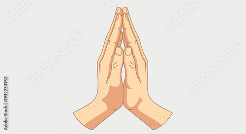 Hands in prayer gesture illustration against neutral background