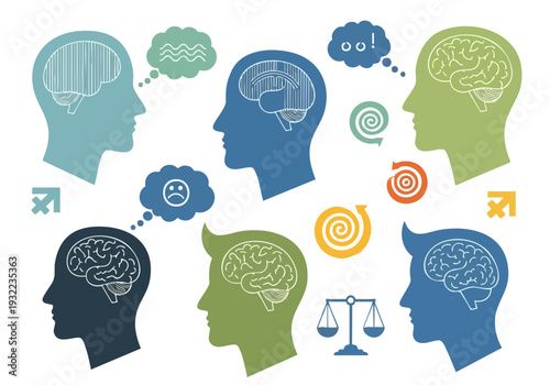 Human Brains and Thought Processes Illustrated.