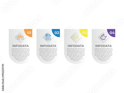 vector illustration infographic design template with 4 steps. Template for process, presentations, layout, banner, brochure.