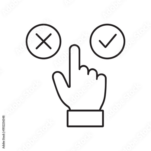 Accept and Reject Button Line Icon Vector On White Background