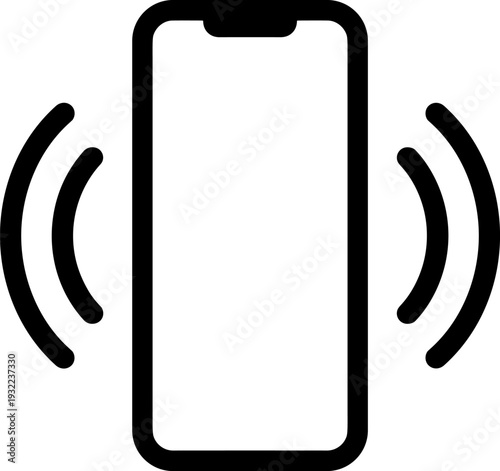 Smartphone vibration icon vector, mobile notification symbol, ringing phone concept illustration, alert signal sign, minimal outline design, modern flat graphic