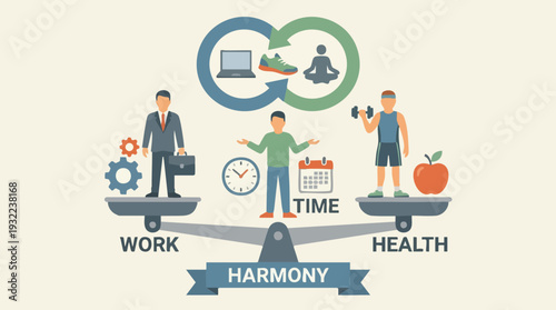 Work Life Health Harmony Balance Concept Illustration.